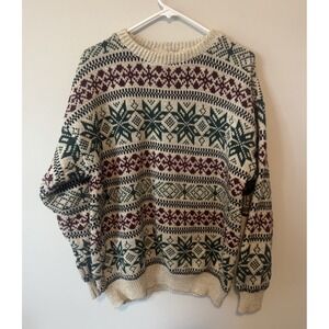 Men's Vintage Sweater Northwest Territory Sz XL 100% Cotton Fair Aisle Snowflake